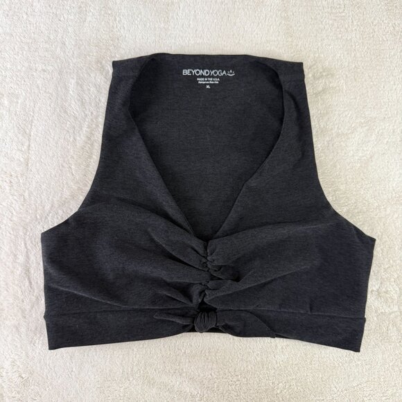 Beyond Yoga Other - Beyond Yoga Women XL Dark Gray Spacedye Tie Front V-Neck Sports Bra Athleisure